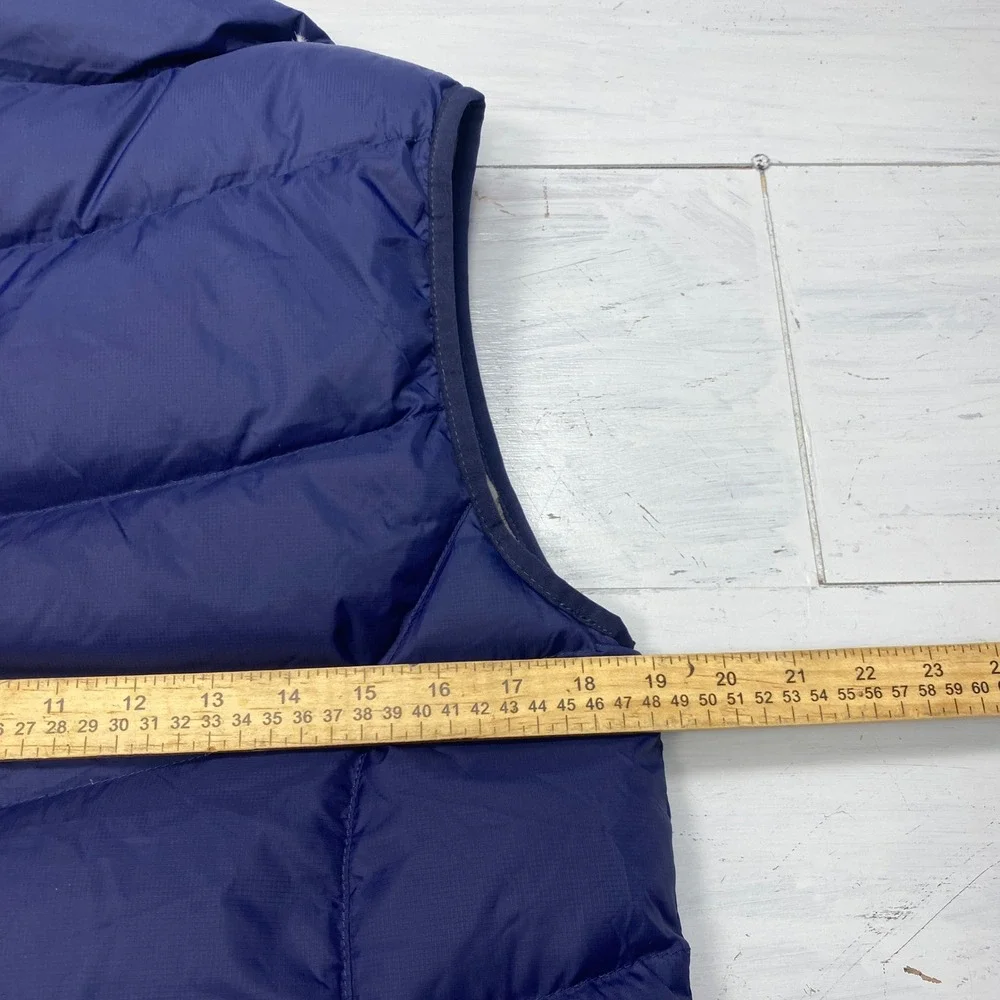 L.L. Bean Puffer Vest Women S Navy Blue Goose Down Insulated Fleece Lined 276563